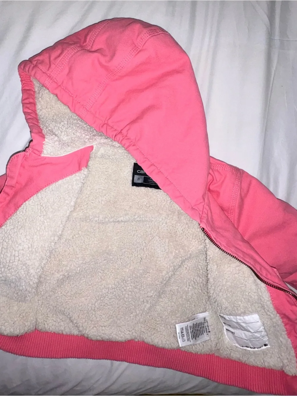 Toddler Carhartt Pink Hooded Sherpa-Lined Jacket